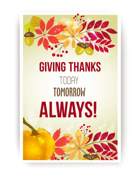 Citation vectorielle - Remerciements aujourd'hui, demain, toujours. Modèle de carte Happy Thanksgiving Day . — Image vectorielle