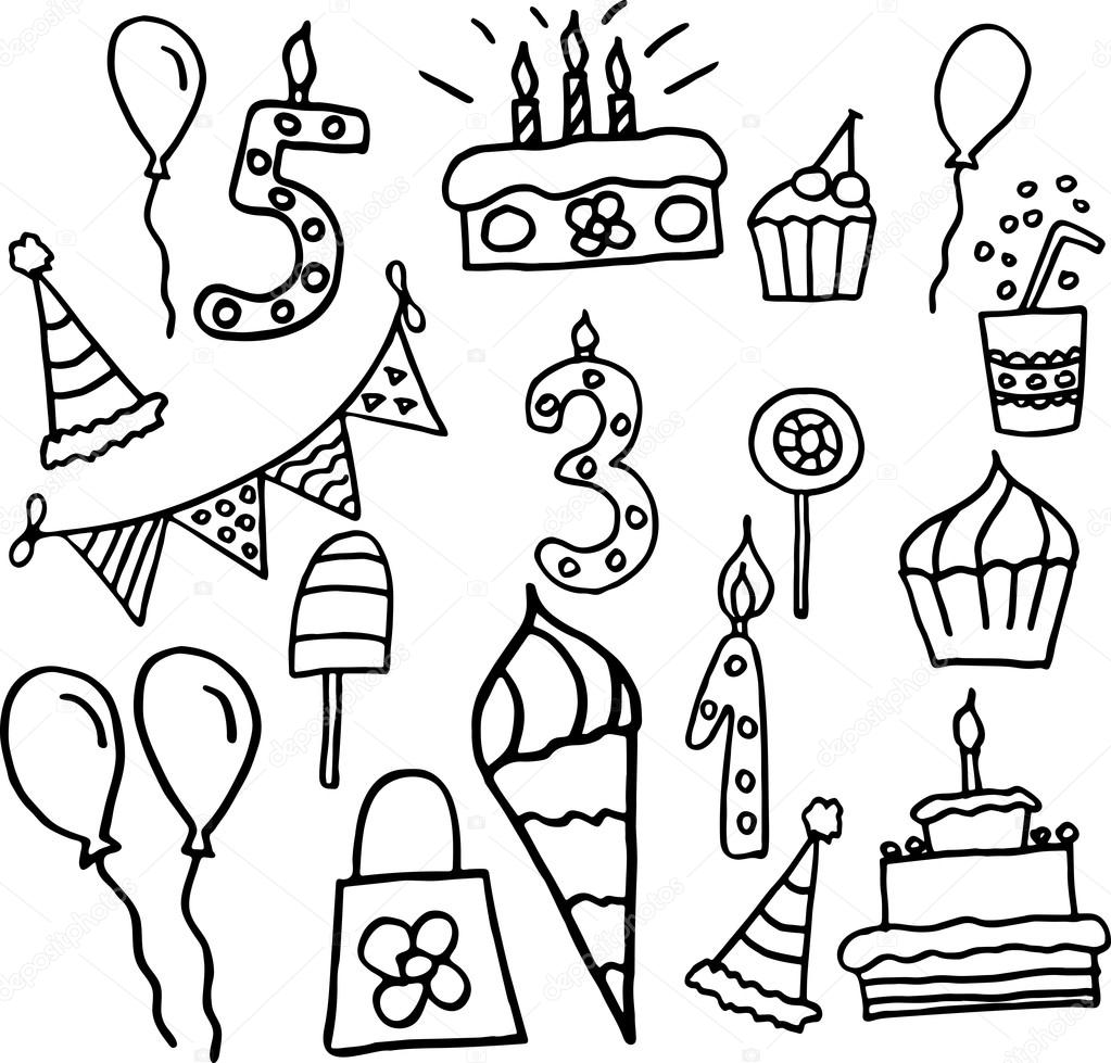 Birthday celebration attributes vector icons