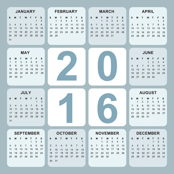 Calendrier 2016 — Image vectorielle