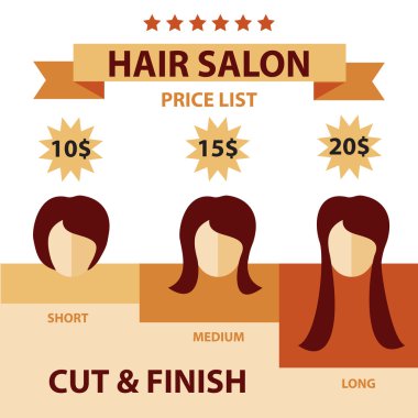 Set saç Salon Etiketler ve simgeler vektör
