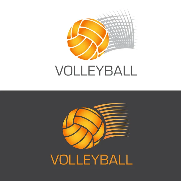 Vitesse de volley-ball logo balle volant dans les airs avec des lignes de mouvement — Image vectorielle