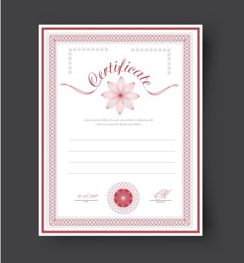 template certificates with flowers and rosette to be awarded.  clipart