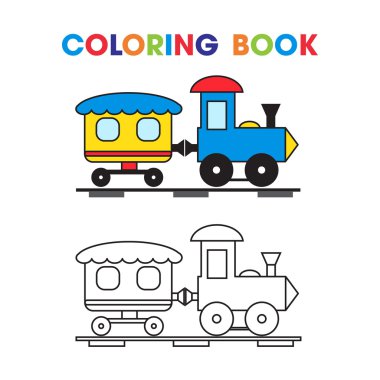 çocuklar için bir vagon ile tren boyama kitap. 