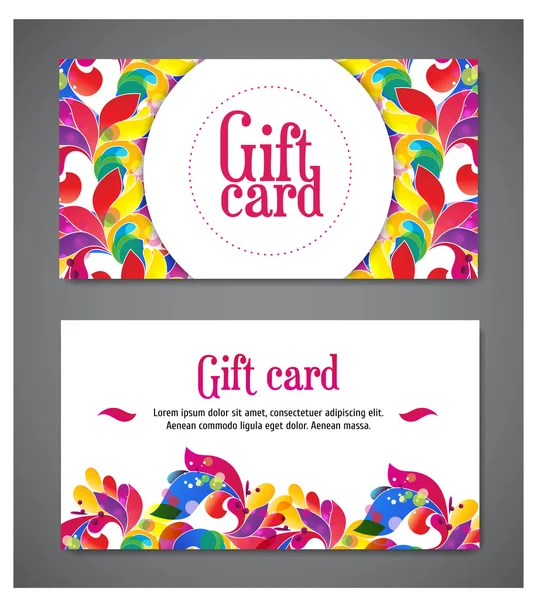 A set of two templates of gift cards with color ornament for print or website. — Stok Vektör