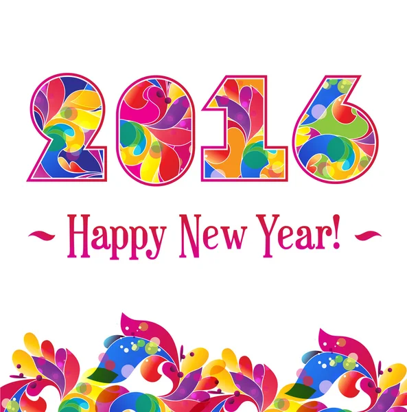 Text 2016 decorated with a colored pattern for Happy New Year celebrations. — Stock Vector