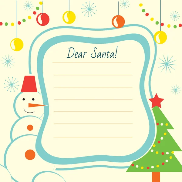 Christmas letter template to Santa Claus for print or website. For children and adults during the celebration of Christmas, New year and winter holidays. — Stock Vector