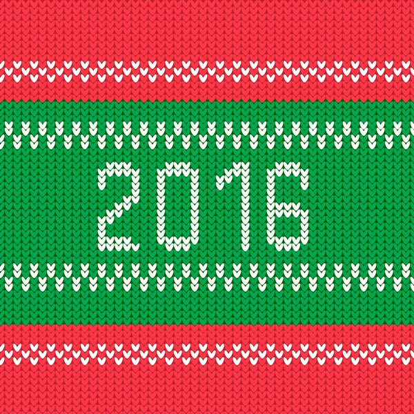 Christmas 2016 bakgrundsformatet stickad prydnad. — Stock vektor