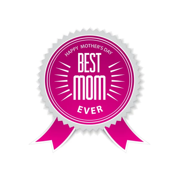 Le meilleur badge maman avec ruban rose pour la fête des mères . — Image vectorielle