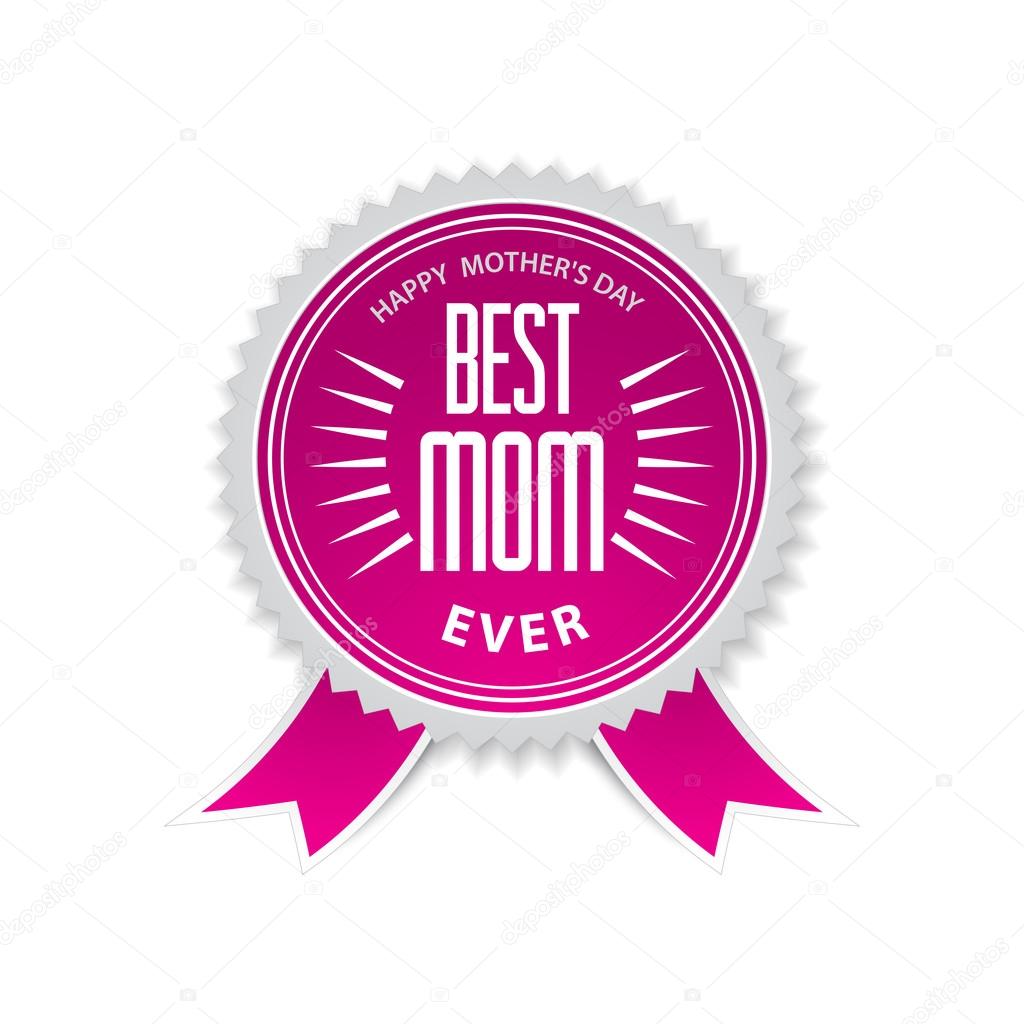 The best mom badge with pink ribbon for mothers day.