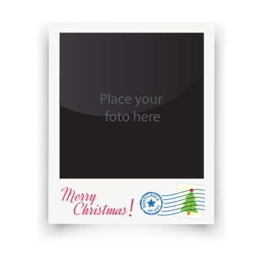 Şablon fotoğraf çerçeveleri Polaroid vektör. Noel tebrik yer için senin fotoğraf ile.  