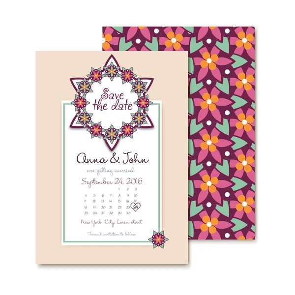 결혼식 초대장 꽃 벡터에서 카드. 벡터에서 완벽 한 패턴 꽃 잎. — 스톡 벡터