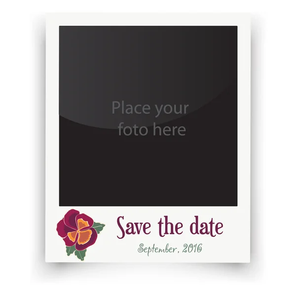 Ročník svatebních rám s květinami. Šablona pro fotografii nevěsty a ženicha. Vektorové ilustrace — Stockový vektor