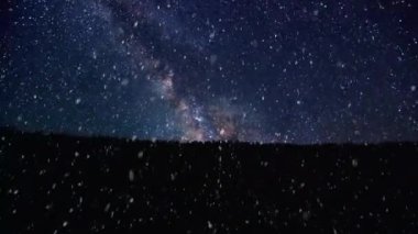 Görkemli, yıldızlarla dolu bir gece gökyüzünün altına düşen yumuşak karın sakin bir animasyonu. Projelere büyülü kış atmosferi eklemek için mükemmel..