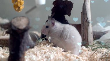 Kafesteki beyaz tavşan.