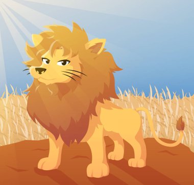 Bozkırdaki çizgi film aslanı.