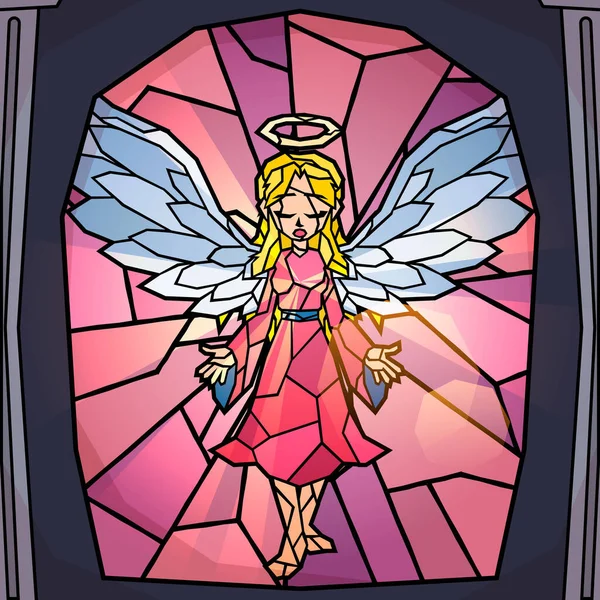 Angel Stained Glass Window — Stock Vector