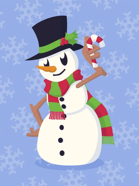 Cartoon Snowman Hat Scarf — Stockový vektor