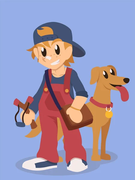 Çizgi film Genç çocuk ve köpeği
