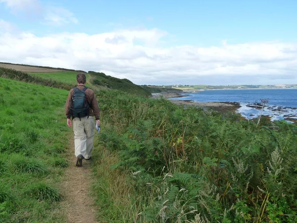 Vue Arrière Sentier Côtier Pédestre Principal Avec Vue Sur Mer — Photo