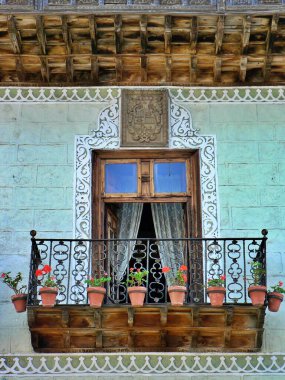 Süslü Kanarya balkonunun kapağı, La Orotava, Tenerife Kanarya Adaları