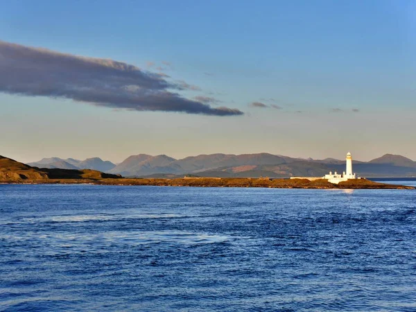 Magnifique Vue Sur Vieux Phare Blanc Paysage Île Mull Écosse — Photo