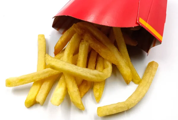 Batatas Fritas Fundo Branco — Fotografia de Stock