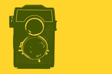 Pop tarzında eski bir çift lensli kamera