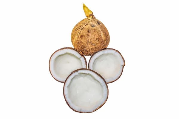 Wyciąć kokosowe na białym tle biały ze ścieżką przycinającą — Zdjęcie stockowe
