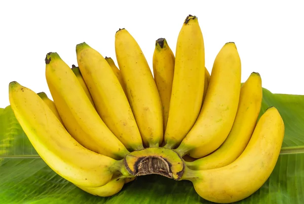 Ripe bananas on a banana leaf — Stock Photo, Image