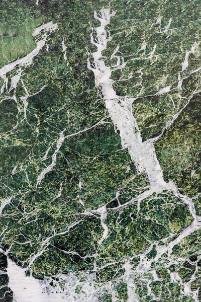 Green marble tiles, green marble leaf with white veins. Close-up
