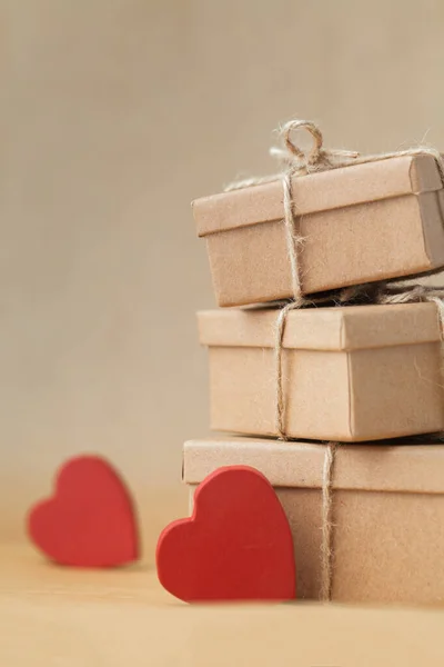 Feliz Día San Valentín Embalaje Ecológico Del Regalo Presente Caja — Foto de Stock