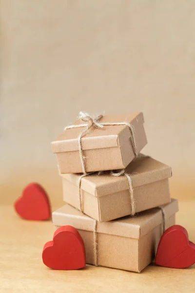 Feliz Día San Valentín Embalaje Ecológico Del Regalo Presente Caja — Foto de Stock