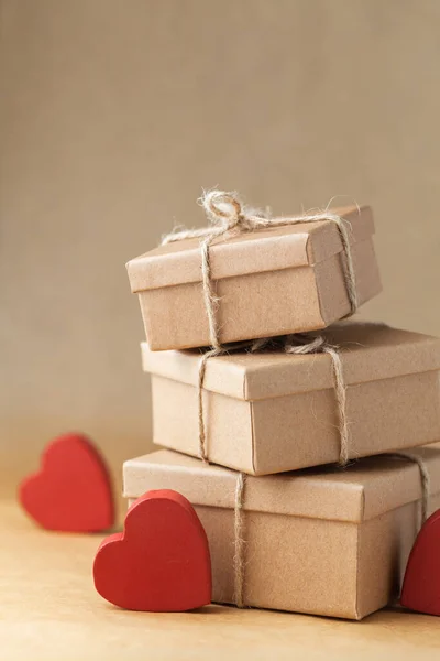 Feliz Día San Valentín Embalaje Ecológico Del Regalo Presente Caja — Foto de Stock