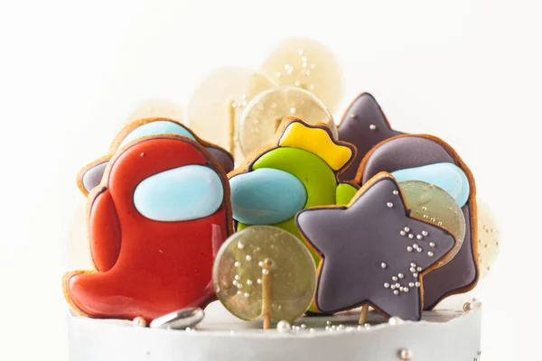 Kyiv Ukraine Birthday Cake Founded Gingerbread Cookies Shape Online Computer — 스톡 사진