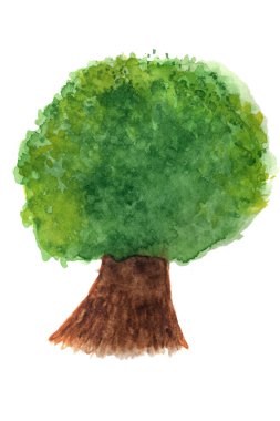 Suluboya yeşil ağaç