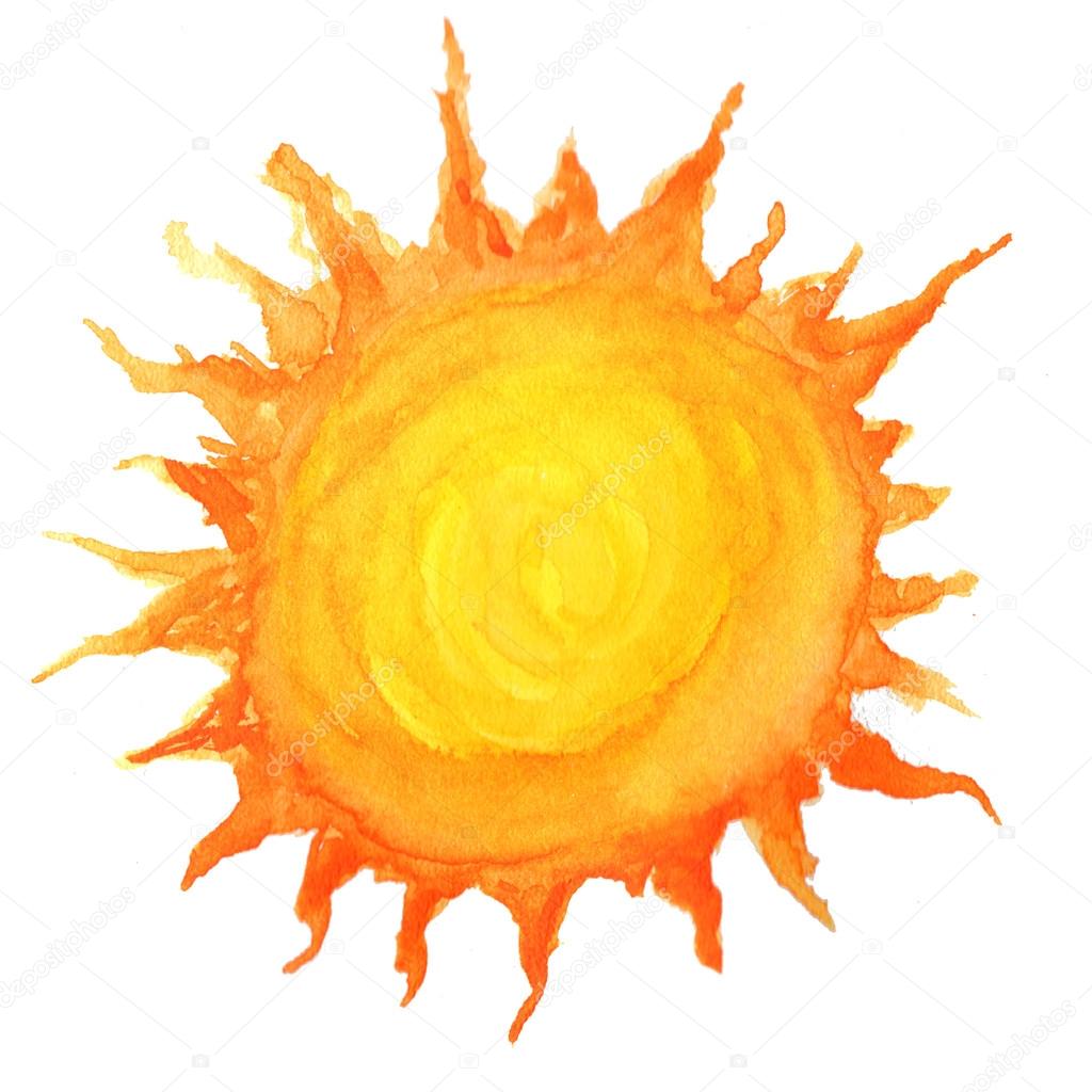 Sun in watercolor