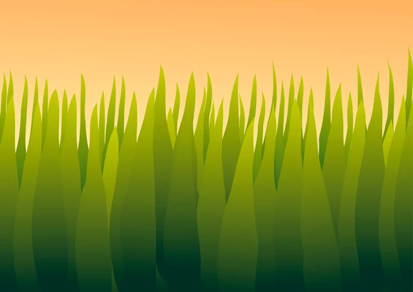 Vectorillustratie. Gras bij zonsondergang. — Stockvector