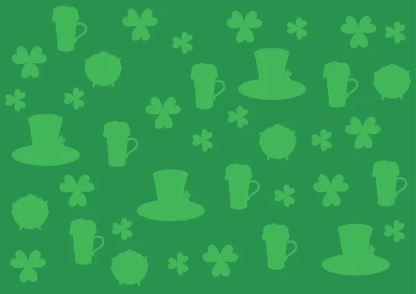 Ilustración vectorial. Día de San Patricio. Fondo verde con símbolos . — Vector de stock