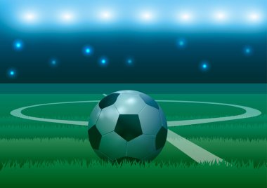 Vektör çizim. Futbol topu futbol arka plan üzerinde.