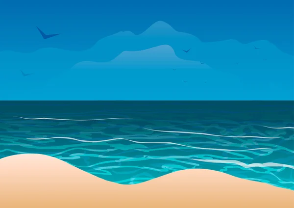 Ilustración vectorial. Costa oceánica. Playa de arena. — Vector de stock