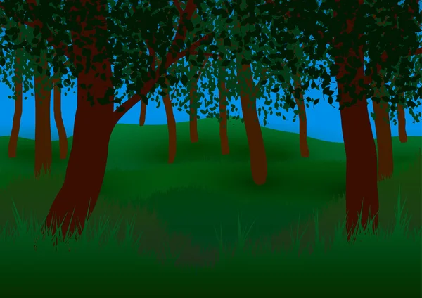 Ilustración vectorial. Bosque verde . — Vector de stock