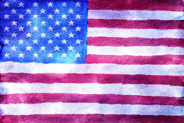 Bandeira americana em aquarela — Fotografia de Stock