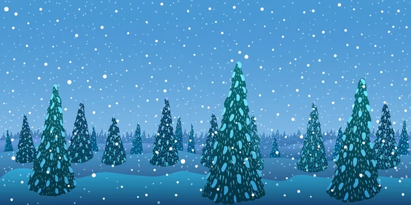 Paysage hivernal. Sapins dans la neige. — Image vectorielle