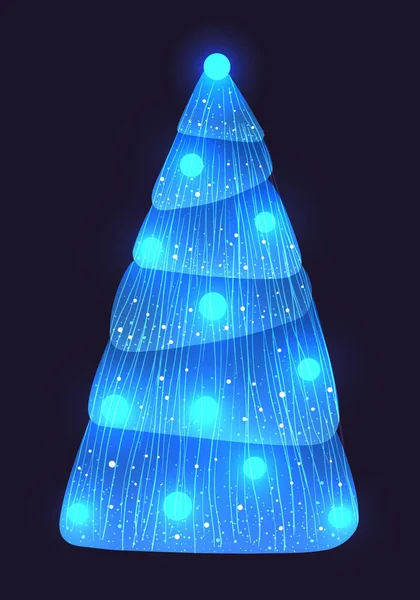 Vector blau geschmückter Weihnachtsbaum mit Girlanden — Stockvektor