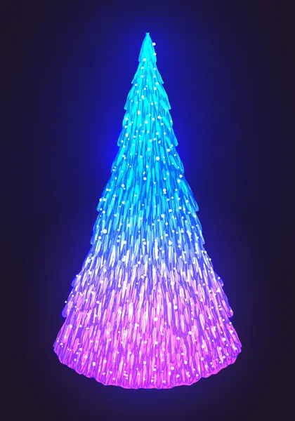 Vector brillante arco iris decorado árbol de Navidad con guirnaldas — Vector de stock