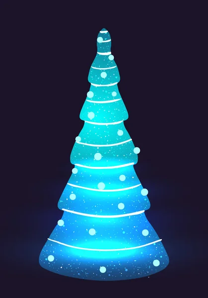 Arbre de Noël décoré bleu vectoriel avec guirlandes — Image vectorielle