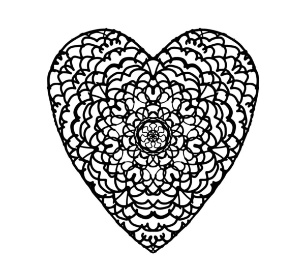 Vector illustratie. Valentijnsdag. hart met patroon op witte achtergrond. — Stockvector