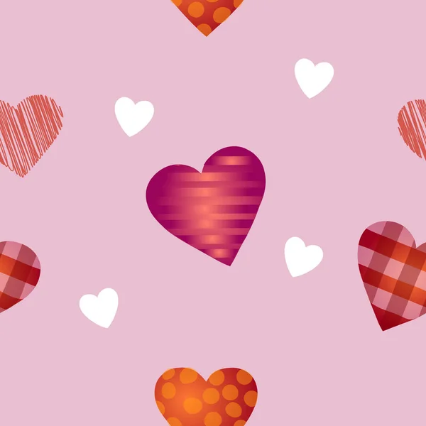 Vector nahtlosen rosa Hintergrund mit Herzen für den Valentinstag — Stockvektor