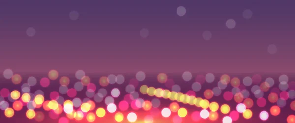 Vektor verschwommen Bokeh Hintergrund Nacht Stadt mit glühenden Laternen — Stockvektor