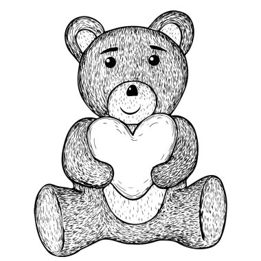 Sevgililer Günü 'nün vektör illüstrasyonu. Kalp çarpıntısı olan çizgi film ayısı..